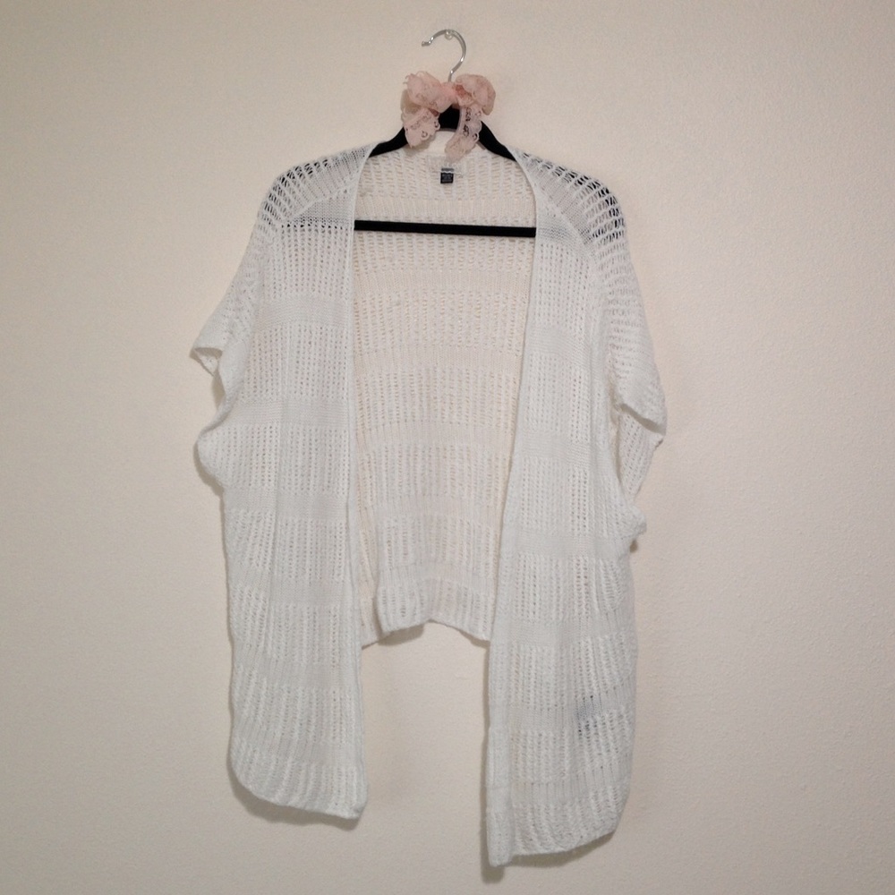 Volcom White Open-Knit Cardigan Sweater Wrap